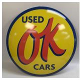(E) Metal Sign Used OK Cars 15ï¿½ Button
