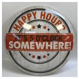 (E) Metal Sign Happy Hour? 15ï¿½ Button