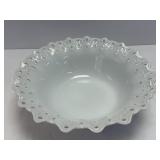 (B) White Ceramic Serving Bowl With Lace Ruffled