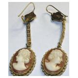 14KT YELLOW GOLD CAMEO EARRINGS 6.20 GRS