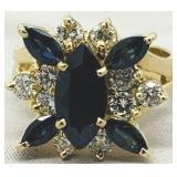 14KT YELLOW GOLD 2.80CTS SAPPHIRE & 1.30CTS DIA.