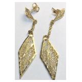 14KT YELLOW GOLD FILIGREE EARRINGS 4.20 GRS