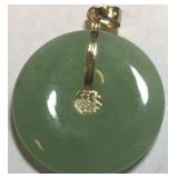 14KT YELLOW GOLD JADE PENDANT