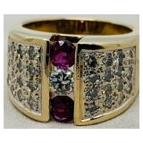 14KT YELLOW GOLD .70CTS RUBY & 1.50CTS DIAMOND