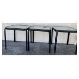 F - LOT OF 3 SMALL PATIO TABLES (Y4)