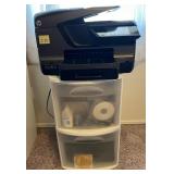 K - HP PRINTER, 2-DRAWER CABINET W/ CONTENTS (C35)