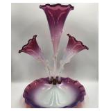 P - VINTAGE CRANBERRY TRUMPET EPERGNE (A12)