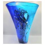 P - HAND BLOWN ART GLASS VASE 15"T (A16)