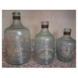 P - THREE ANTIQUE GLASS BOTTLES (B102)