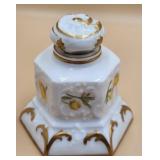 P - ANTIQUE PORCELAIN INK WELL (A107)