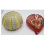 P - TWO VINTAGE MURANO ART GLASS PAPERWEIGHTS