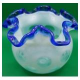 P - FENTON ART GLASS "AQUA CREST" VASE (B21)