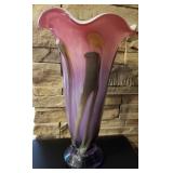 P - SIGNED FRENCH LILY ART GLASS VASE 13"T (B31)