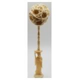 P - VINTAGE CARVED IVORY FIGURINE 7"T (B69)