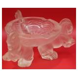 P - LALIQUE REARING HORSES ASHTRAY (B3)