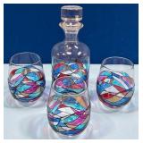 43 - WINE SAVANT HAND-PAINTED DECANTER SET (6)