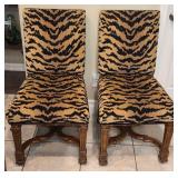 P - TWO VINTAGE ANIMAL-PRINT ACCENT CHAIRS (101)