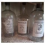 P - THREE ANTIQUE GLASS WINE BOTTLES (B101)