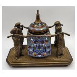 P - ANTIQUE CLOISONNE INK WELL (B76)