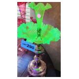 P - ANTIQUE URANIUM VASELINE EPERGNE (A25)