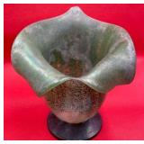 P - SIGNED ITALIAN ART GLASS VASE 7"T (45)