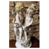 P - VINTAGE PORCELAIN FIGURINE 13.5"T (B46)