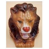 P - ANTIQUE CERAMIC LION HEAD INK WELL (A115)