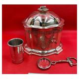 P - VINTAGE TEA CADDY, CUP & MAGNIFYING GLASS (87)