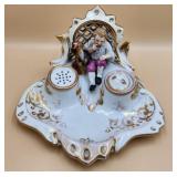 P - ANTIQUE PORCELAIN INK WELL (A117)