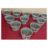 V - JEANNETTE GLASS HELLENIC GREEN SHERBET BOWLS