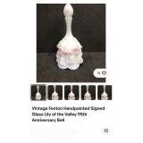 V - FENTON ART GLASS BELL & MILK GLASS BASKET (B43