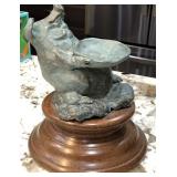 V - PIG FIGURINE ON WOODEN STAND (B104)