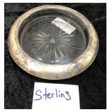 V - STERLING SILVER & CRYSTAL WINE CHARGER (N90)
