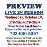 PREVIEW LIVE IN PERSON - Wednesday, October 1st