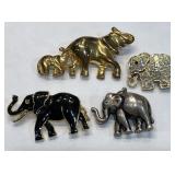 V - LOT OF COSTUME JEWELRY ELEPHANT BROOCHES