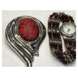 V - COSTUME JEWELRY BROOCH & WATCH (J23)