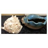 V - CONCH SHELL & CERAMIC PLANTER (N88)
