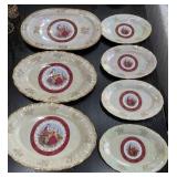 V - 7 PIECES TIGER FINE PORCELAIN DISHES (B85)