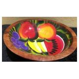 V - HAND PAINTED WOODEN FRUIT BOWL (N122)