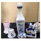 V - PORCELAIN DECANTER, FIGURINE, BELL, VASE, MORE