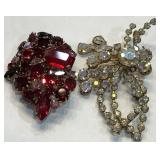 V -   LOT OF 2 AUSTRIAN CRYSTAL BROOCHES (J79)