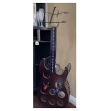 V - ELECTRIC GUITAR-STYLE WINE RACK W/ BOTTLES