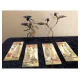 V - CANDLE HOLDERS & 4 PIECES OF WALL DECOR (N106)