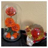 V - ROSES IN GLASS DOME & PAPERWEIGHT (B53)
