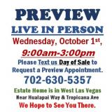 PREVIEW LIVE IN PERSON - Wednesday, October 1st