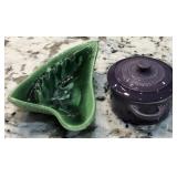 V - VINTAGE CERAMIC ASHTRAY & MINI DUTCH OVEN
