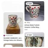 V - DECANTER, MUGS & FOOTED BOWL (N108)