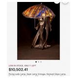 V - TIFFANY-STYLE "FLYING LADY" TABLE LAMP (L1)
