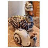 P - FOLK ART CERAMIC DUCK & SNAIL (R15)