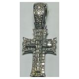 10KT WHITE GOLD DIAMOND CROSS PENDANT 2.90GRS